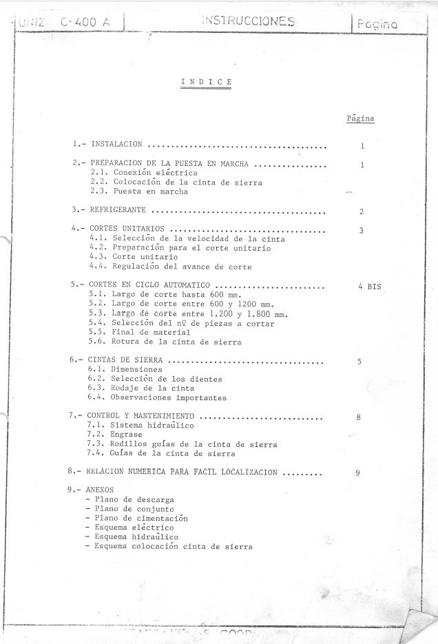 Manual Sierra UNIZ C-400 A