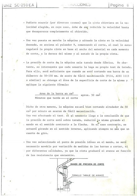 Uniz mod. SC-250EA-2 Manual Sierra UNIZ SC-250EA