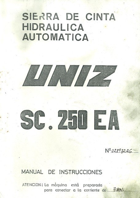 Uniz mod. SC-250EA-3 Manual Sierra UNIZ SC-250EA