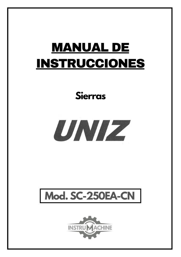 Portada Manual Sierra UNIZ SC-250EA-CN