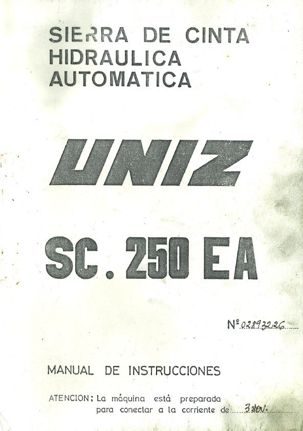 Uniz mod. SC-250EA-CN-2 Manual Sierra UNIZ SC-250EA-CN