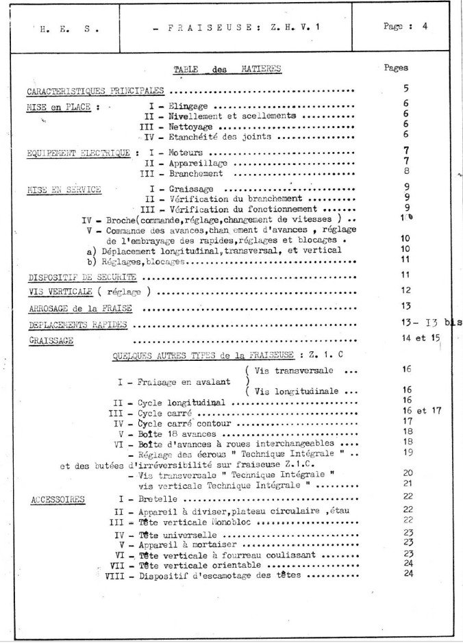 Z1-ZHV1-3 Manual de instrucciones Fresadora H. ERNAULT SOMUA Z1-ZHV1