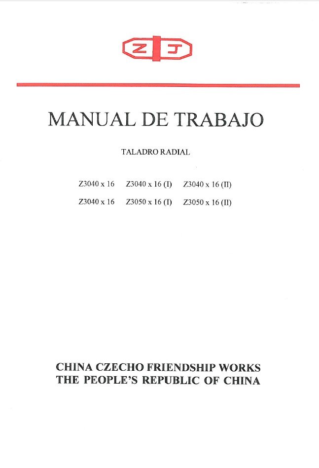 Manual Taladro ZJ Z3040