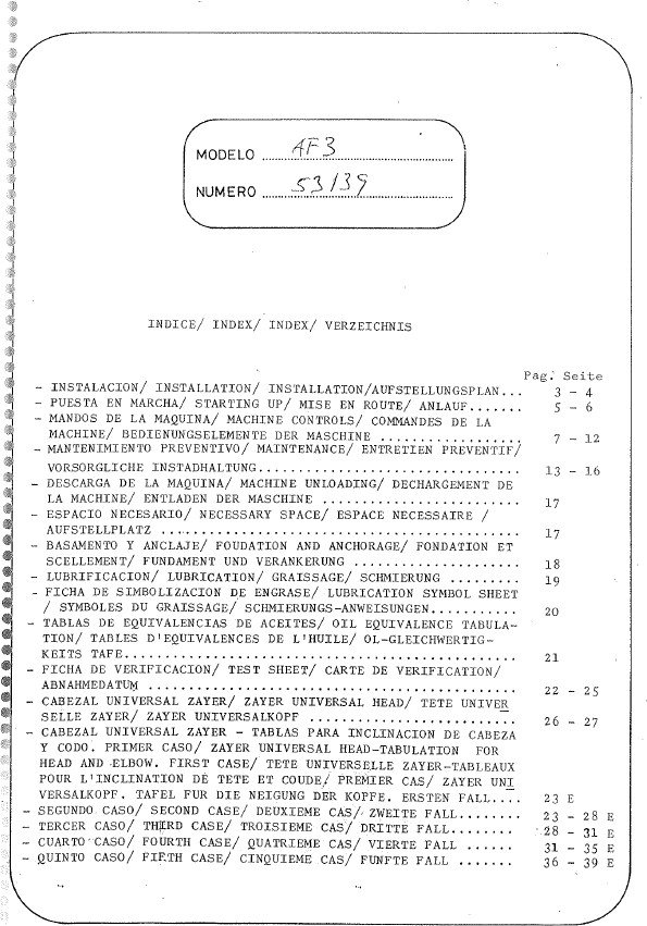 Manual de instrucciones Fresadora ZAYER AF-3