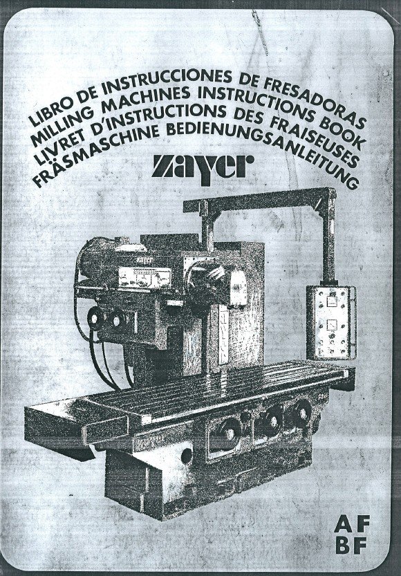 Manual de instrucciones Fresadora ZAYER AF 77