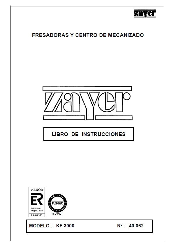 Zayer KF-2 Manual de instrucciones Fresadora ZAYER KF