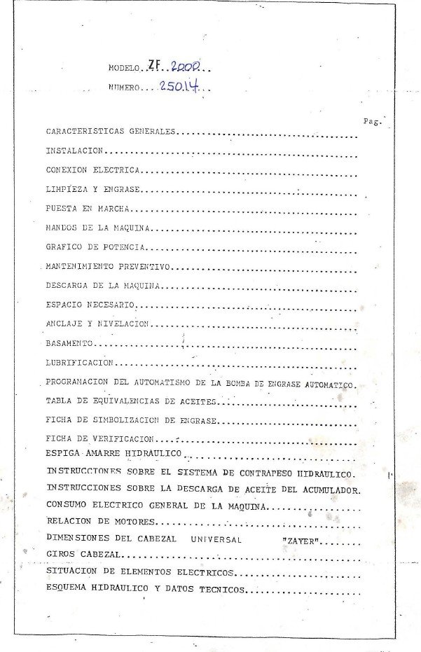 Manual de instrucciones Fresadora ZAYER ZF 2000