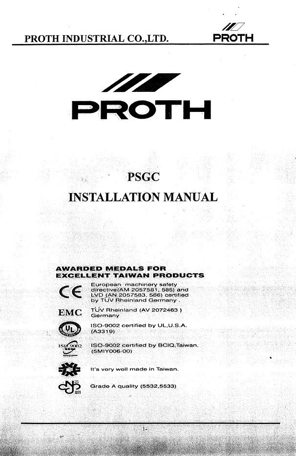 Manual de instrucciones PROTH PSGC | Rectificadora tangencial