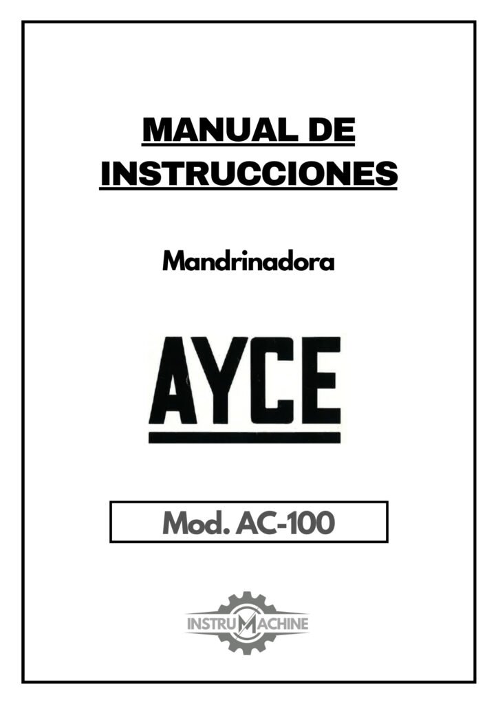 Portada Manual de instrucciones Mandrinadora AYCE AC 100