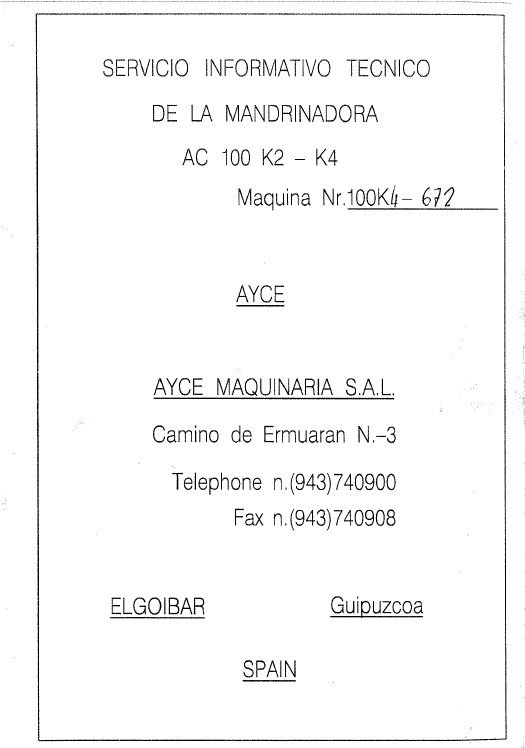 Manual de instrucciones Mandrinadora AYCE AC 100