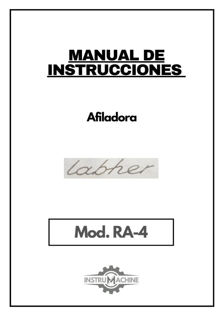Portada Manual de instrucciones Afiladora LABHER RA-4