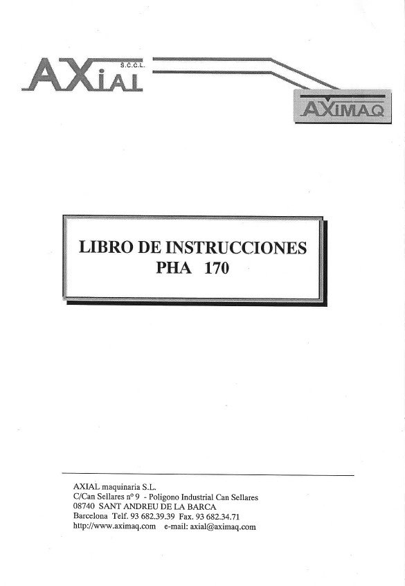 AXIAL mod. PHA 170-2 Manual de instrucciones Plegadora AXIAL PHA 170
