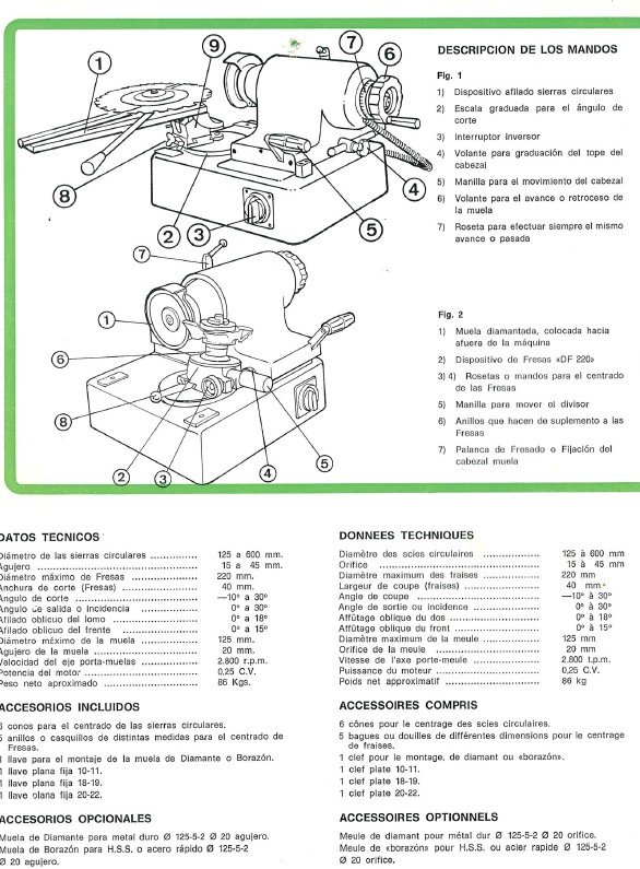 Manual de instrucciones Afiladora ANTUÑANO ACW-60