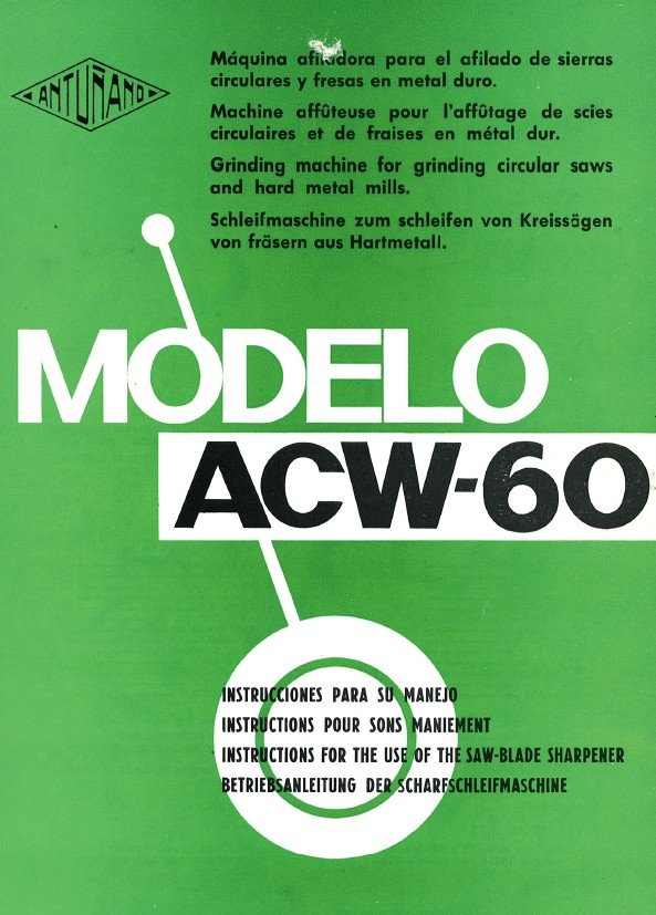 Manual de instrucciones Afiladora ANTUÑANO ACW-60