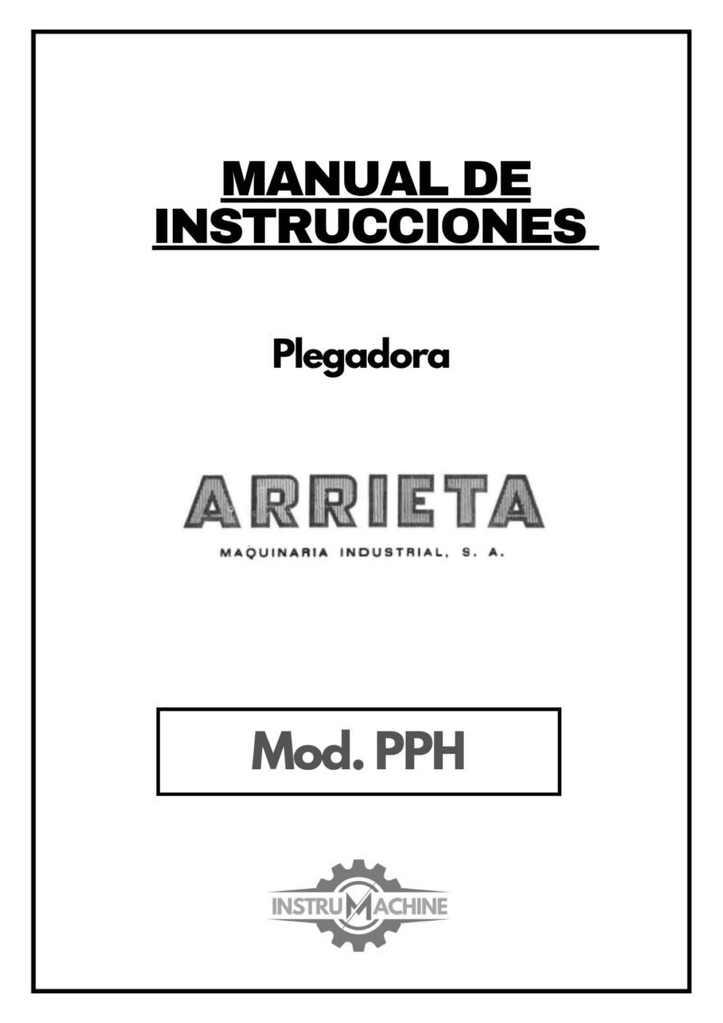 Arrieta mod. PPH 400-1 Manual de instrucciones Plegadora ARRIETA PPH