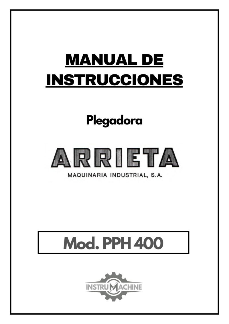 Manual de instrucciones Plegadora ARRIETA PPH