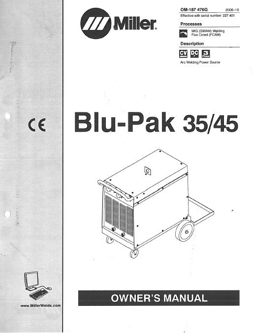 BLU-2 Manual de instrucciones Soldadura MILLER Blu-Pak 35/45