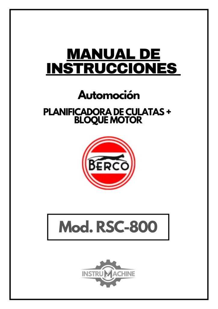 Portada Manual de instrucciones Automoción BERCO RSC-800