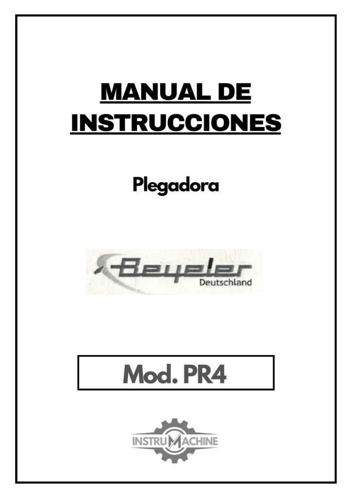 Portada Manual de instrucciones Plegadora BEYELER PR4