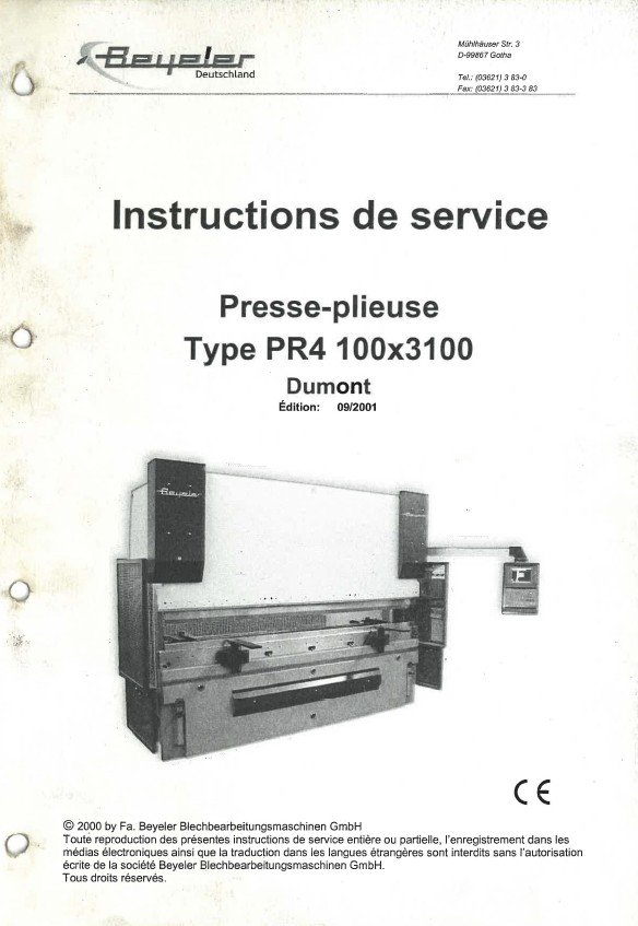 Manual de instrucciones Plegadora BEYELER PR4