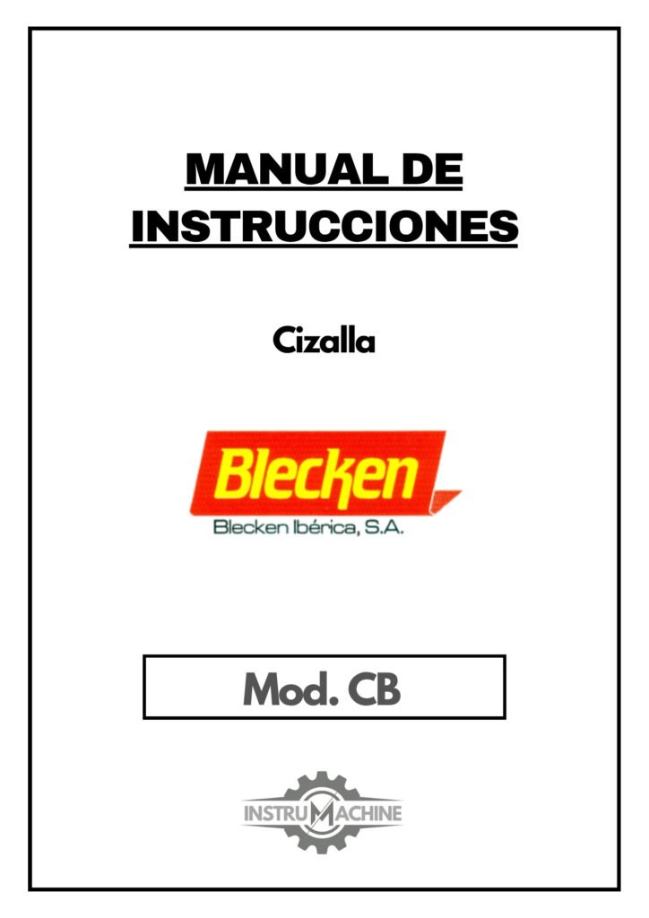 Portada Manual de instrucciones Cizallas BLECKEN CB