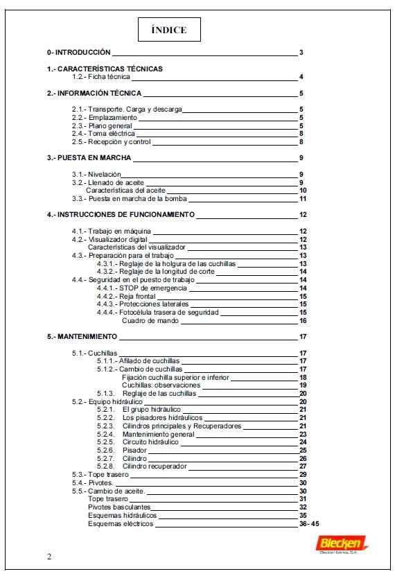 Blecken mod. CB-3 Manual de instrucciones Cizallas BLECKEN CB