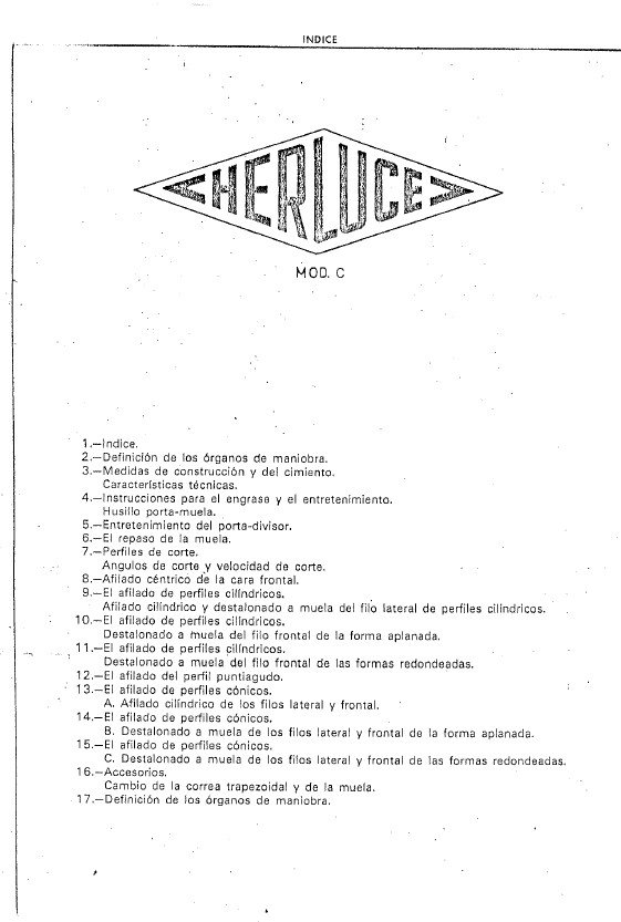 Manual de instrucciones Afiladora HERLUCE C