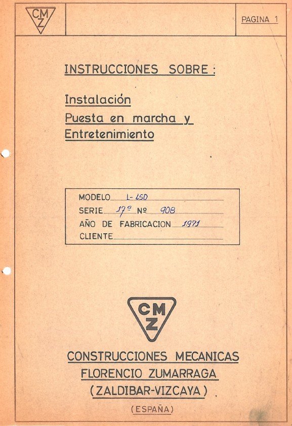 Manual de instrucciones Cepillos- limadoras CMZ L-450
