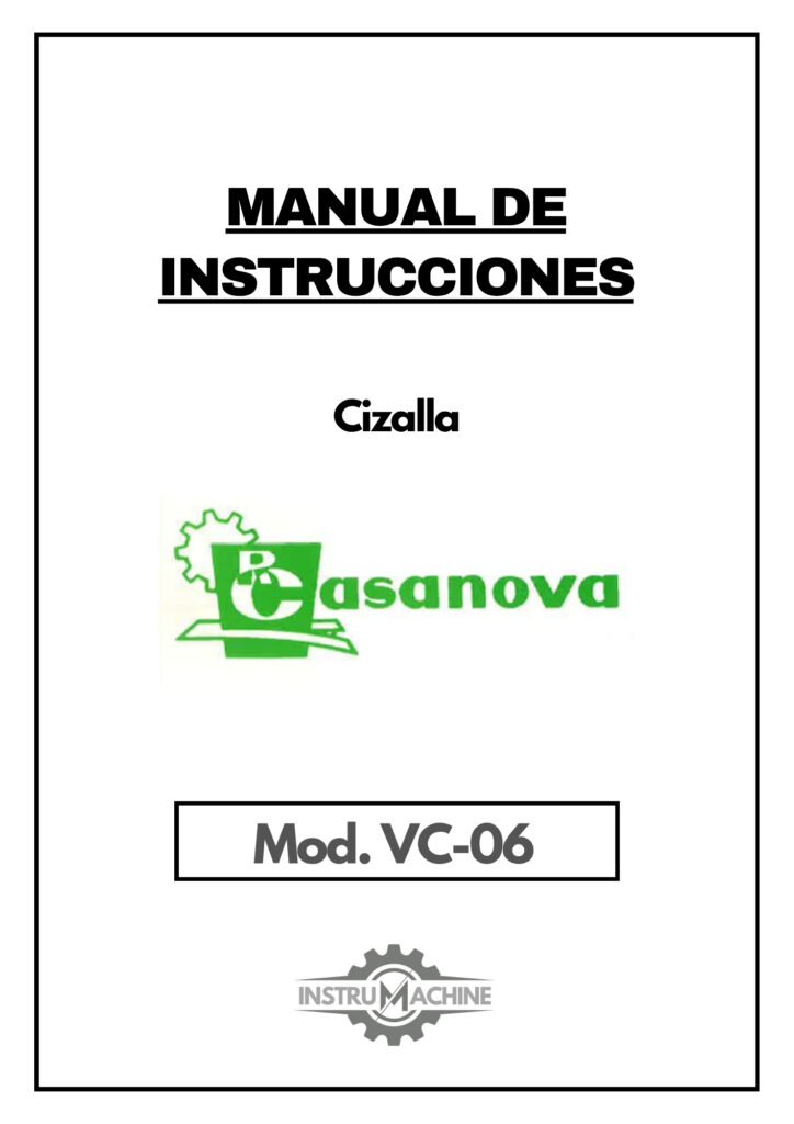 Portada Manual de instrucciones Cizallas CASANOVA VC-06