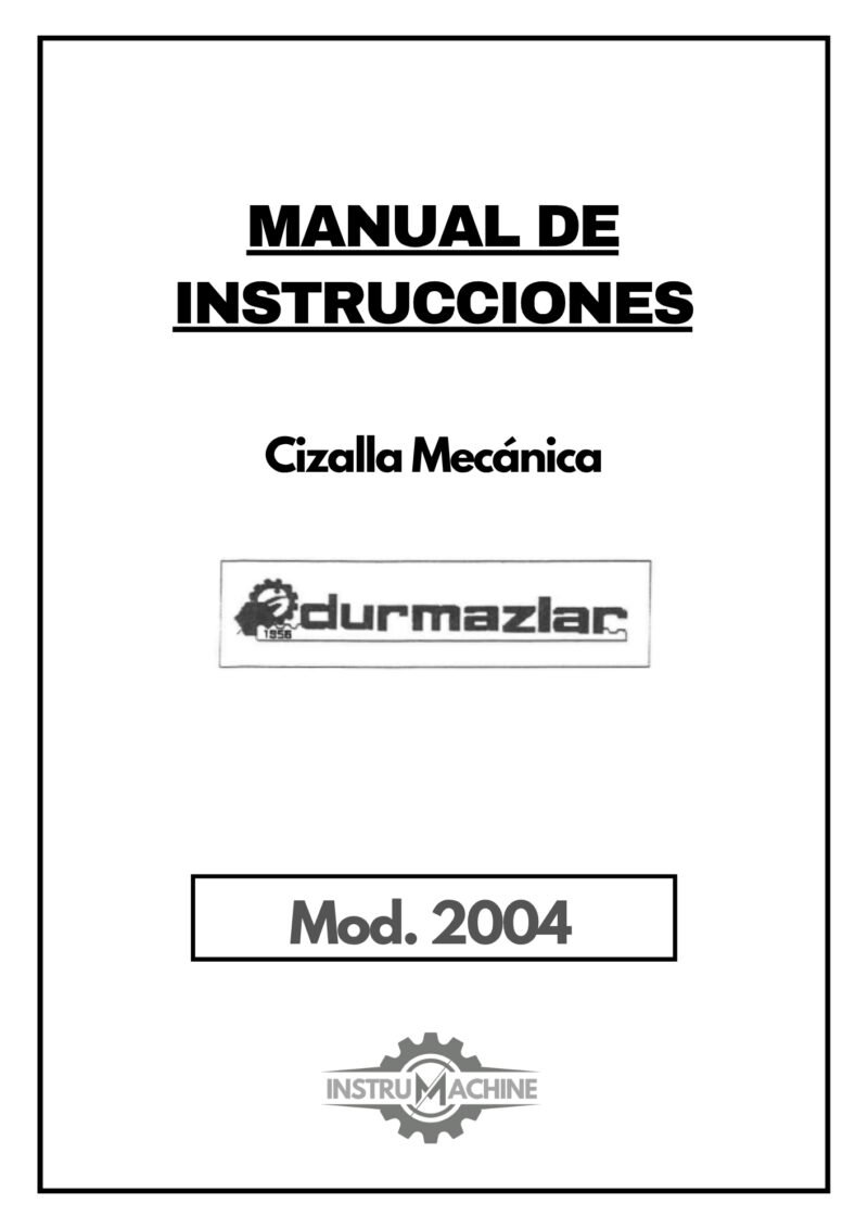 Cizalla Durma 2004-1 Manual de instrucciones Cizallas DURMA 2004
