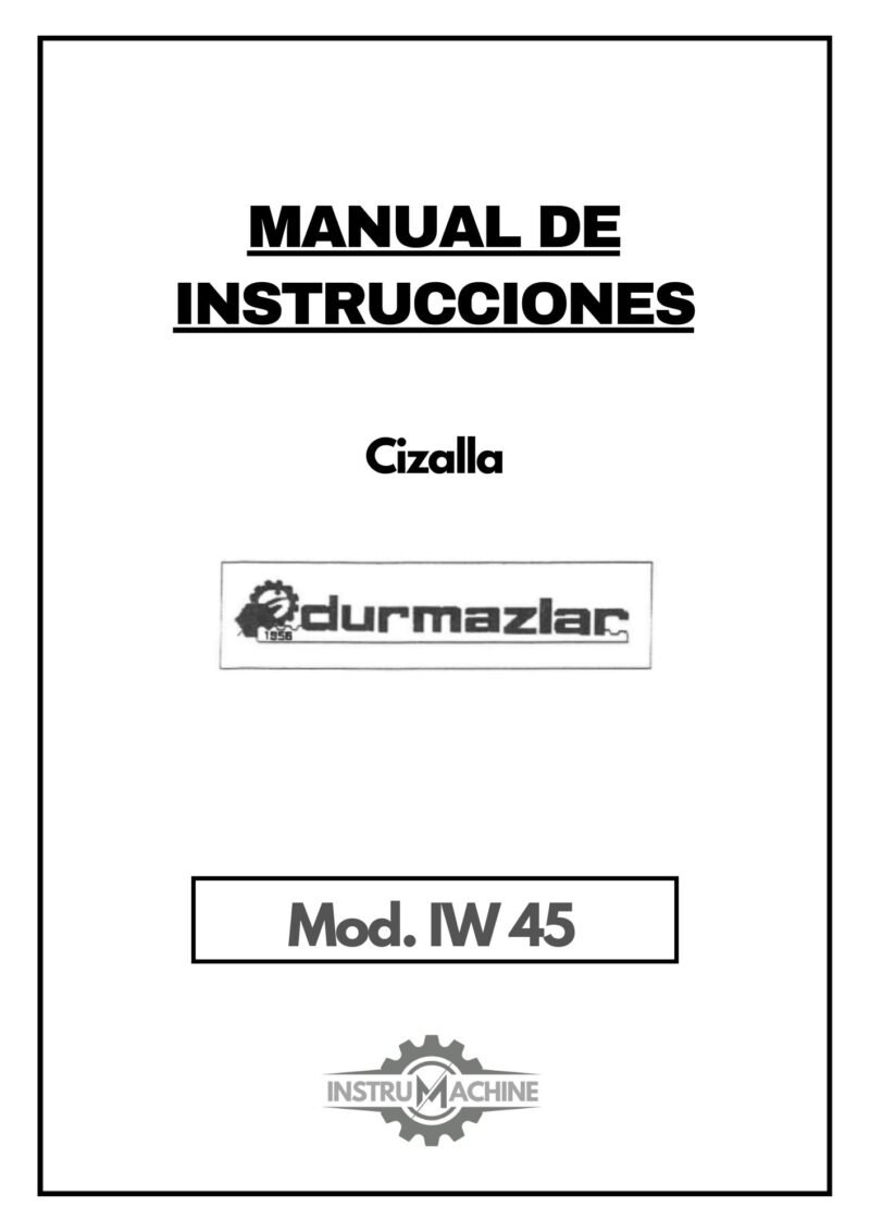 Cizalla Durma IW 45-1 Manual de instrucciones Cizallas DURMA IW 45