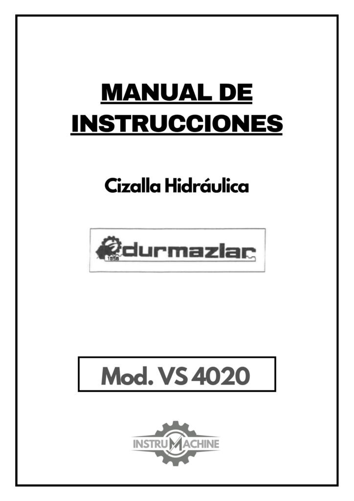 Portada Esquema eléctrico e hidráulico Cizallas DURMA VS 4020