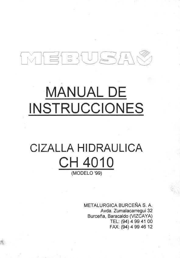 Cizalla Mebusa CH-40109-2 Manual de instrucciones Cizallas MEBUSA CH-4010