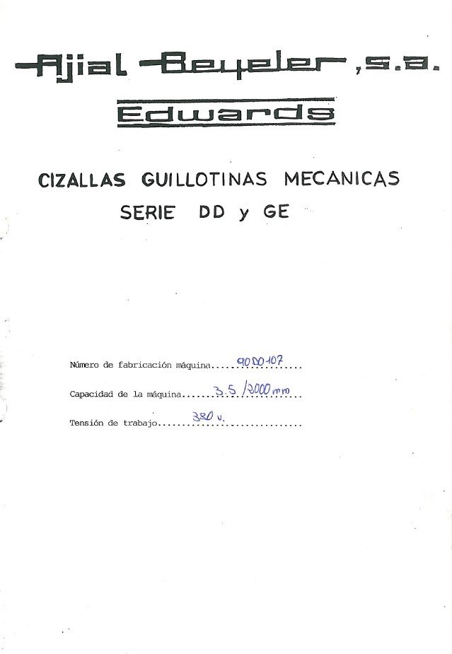 Manual de instrucciones Cizallas AJIAL-BEYELER DD - GE