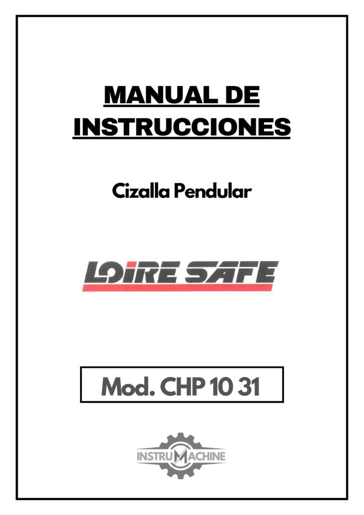 Portada Manual de instrucciones Cizallas LOIRE SAFE CHP 10 31