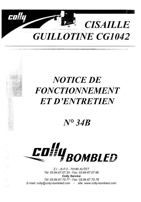 Colly mod. CG-1042-2 Manual de instrucciones Cizallas COLLY CG1042