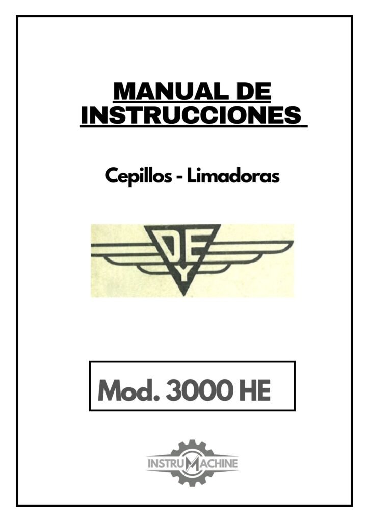 Portada Manual de instrucciones Cepillo puente DYE 3000 HE