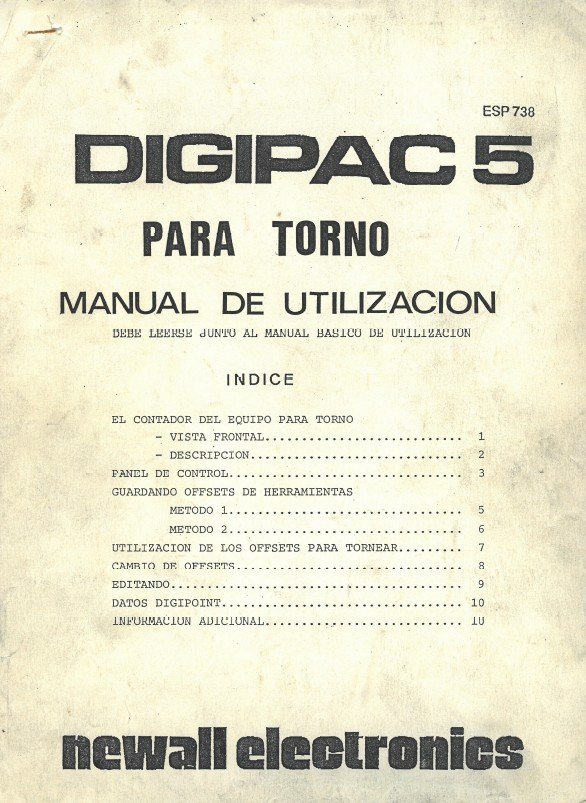 Manual de instrucciones CNC- Visualizadores DIGIPAC DIGIPAC 5