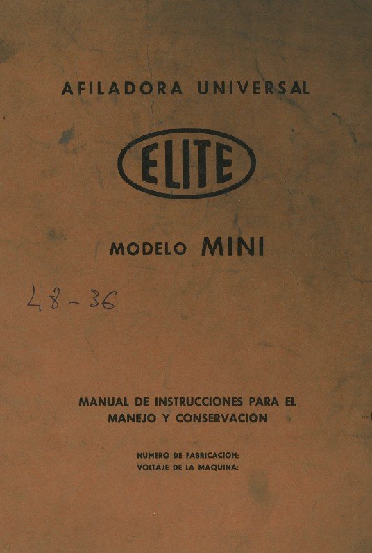 Manual de instrucciones Afiladora ELITE Mini