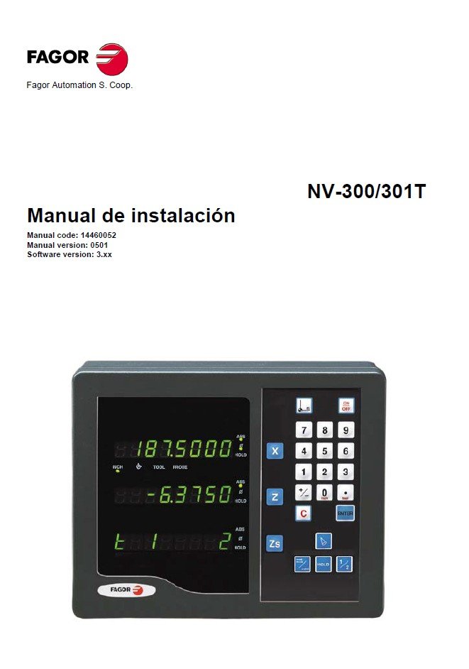 Manual de instrucciones CNC- Visualizadores FAGOR NV300T / NV301T