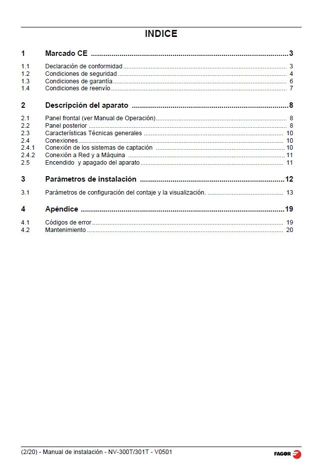 Manual de instrucciones CNC- Visualizadores FAGOR NV300T / NV301T