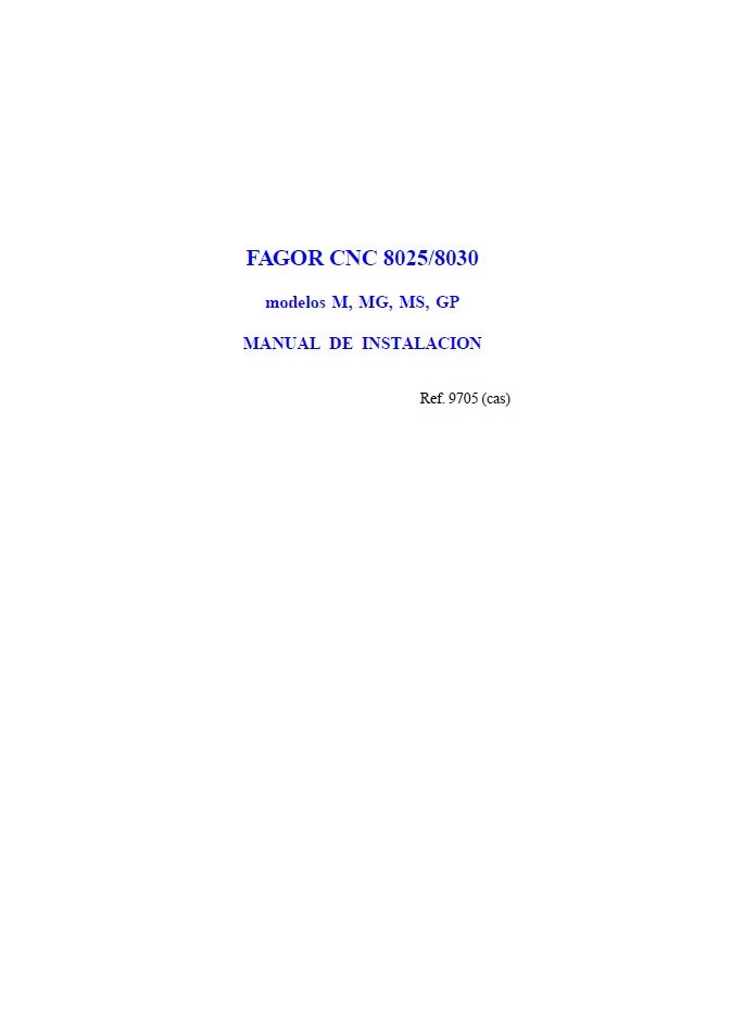 Manual de instrucciones CNC- Visualizadores FAGOR 8025