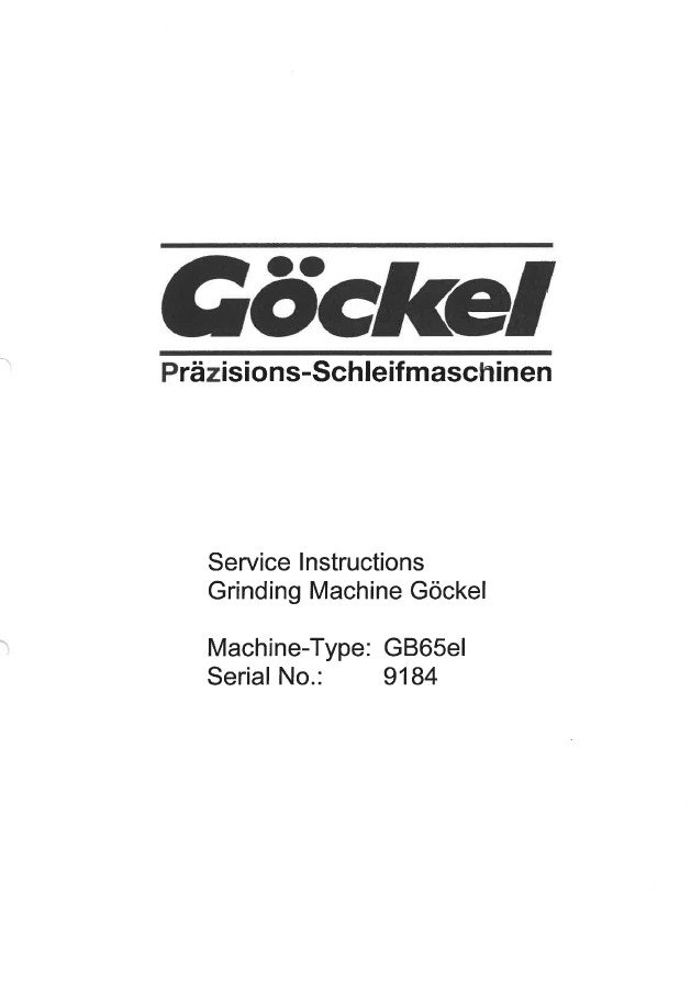 Manual de instrucciones Afiladora GÖCKEL GB 65 EL
