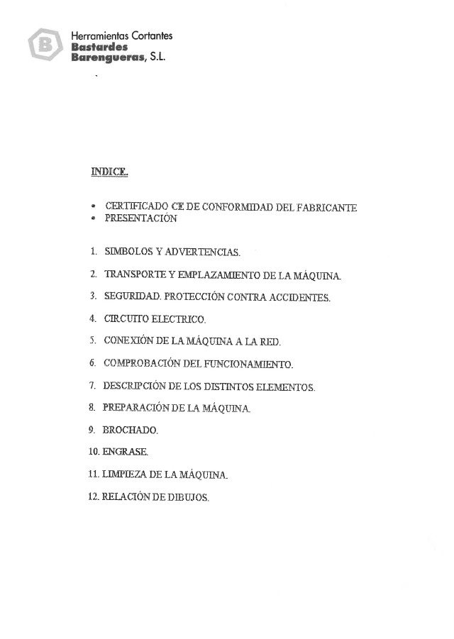 Manual de instrucciones Entalladoras BASTARDES BARENGUERAS EN-2001