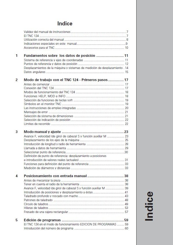 Manual de instrucciones CNC- Visualizadores HEIDENHAIN TNC 124