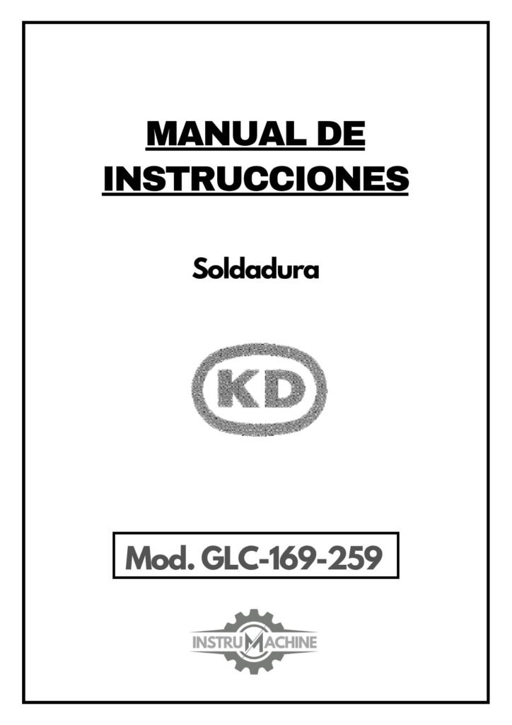 Portada Manual de instrucciones Soldadura KD GLC 169-259