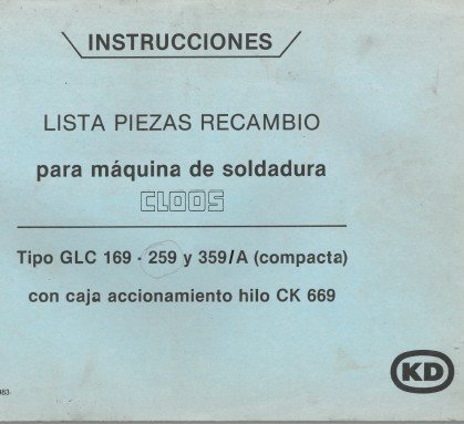 Manual de instrucciones Soldadura KD GLC 169-259