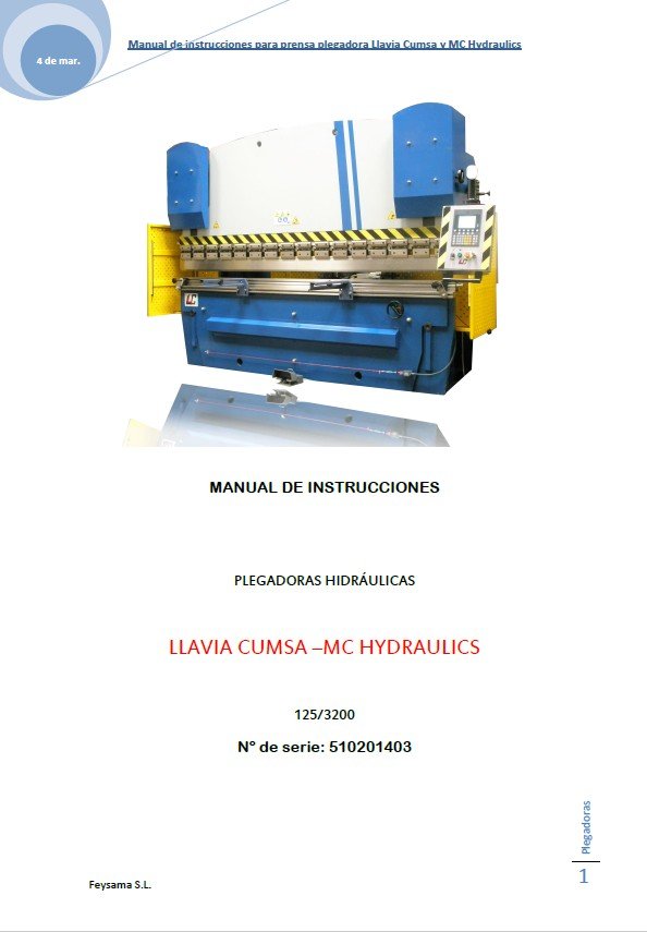 Manual de instrucciones Plegadora FEYSAMA MCPH