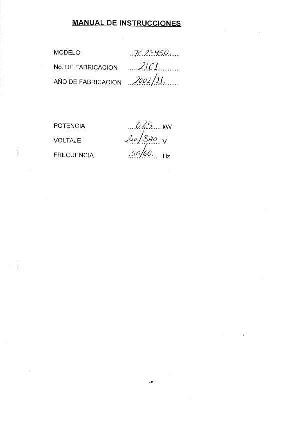 Manual de instrucciones Extractir de viruta URPE TC-2º450