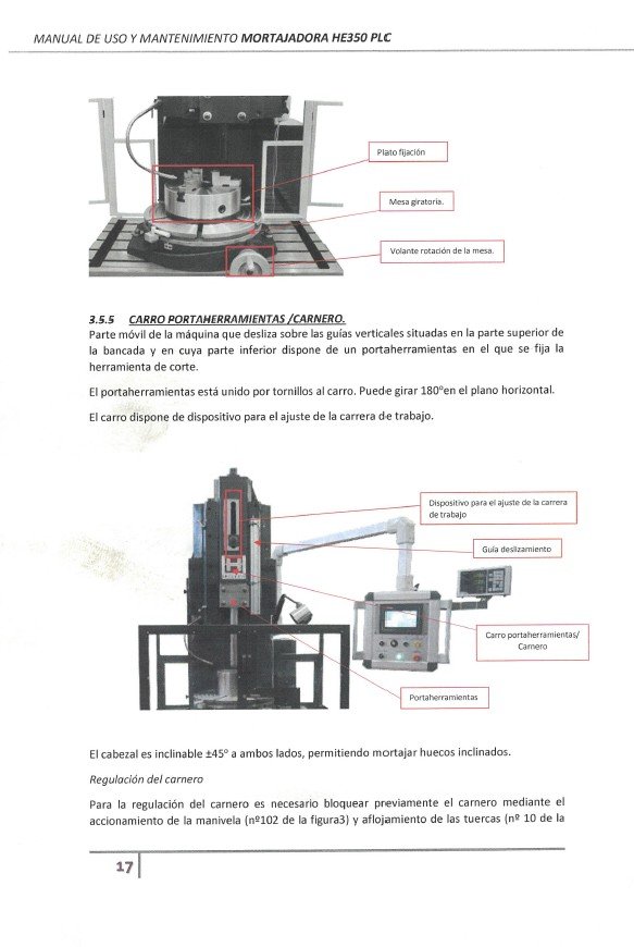 Manual de instrucciones Mortajadora HELLER HE-350 PLC